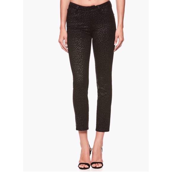 PAIGE Jacqueline Metallic Leopard Noir Black Jean - Picture 7 of 7